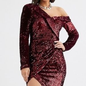 Full Sequin Wrap Dress